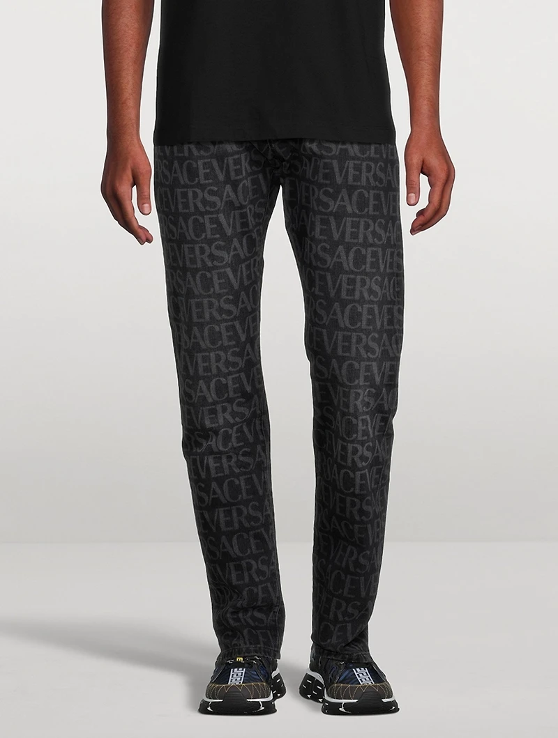 Cotton Slim-Fit Jeans Logo Print