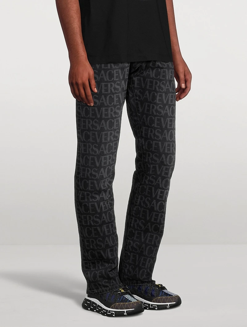 Cotton Slim-Fit Jeans Logo Print