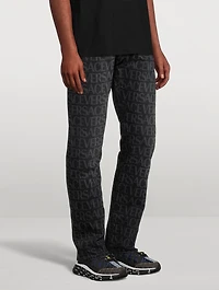Cotton Slim-Fit Jeans Logo Print