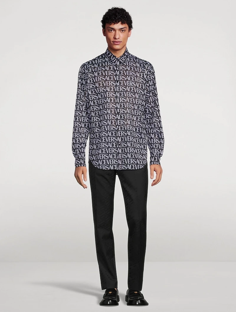 Mesh Long-Sleeve Shirt Logo Print
