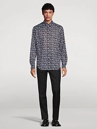 Mesh Long-Sleeve Shirt Logo Print