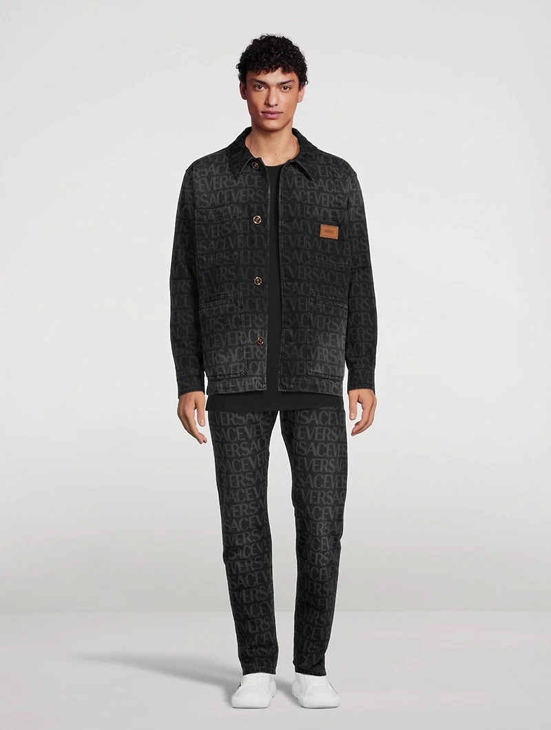 Denim Shirt Jacket Logo Print