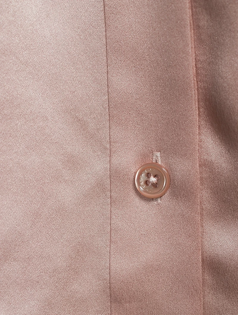 Nela Tie-Neck Silk Satin Shirt