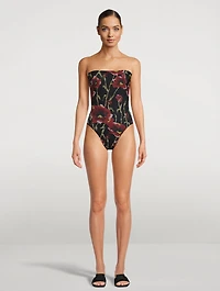Bishop Strapless Swimsuit Floral Print
