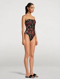 Bishop Strapless Swimsuit Floral Print