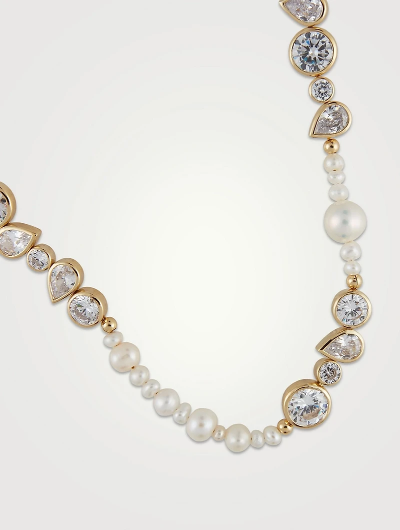 Glitch Pearl And Zirconia Gold Vermeil Necklace