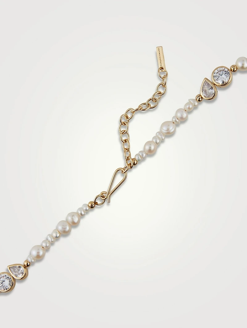 Glitch Pearl And Zirconia Gold Vermeil Necklace