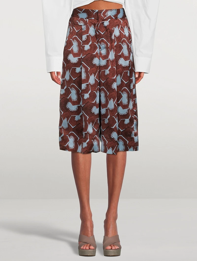 Giverny Silk Bermuda Shorts Floral Print