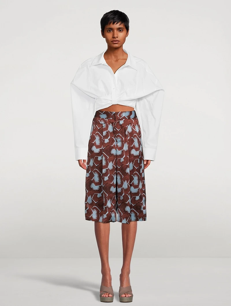 Giverny Silk Bermuda Shorts Floral Print