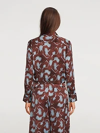 Bradner Silk Satin Shirt Floral Print