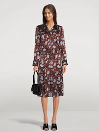 Bradner Silk Satin Shirt Floral Print