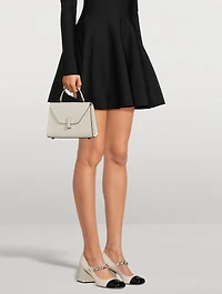 Leather Mary Jane Pumps With Pearl Chain Strap