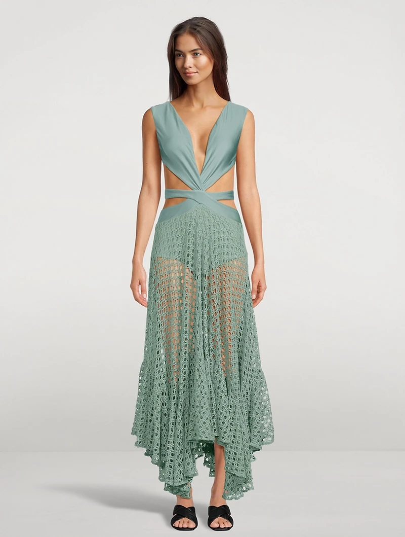 Monstera Sleeveless Cut-Out Beach Dress