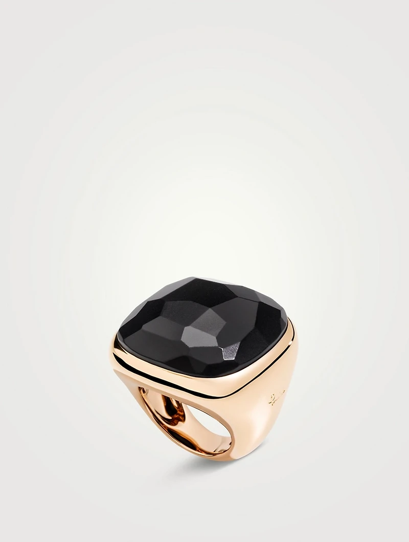 Victoria 18K Rose Gold Jet Ring