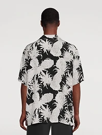 Silk Short-Sleeve Shirt Pineapple Print