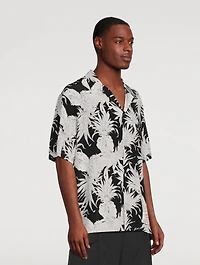 Silk Short-Sleeve Shirt Pineapple Print