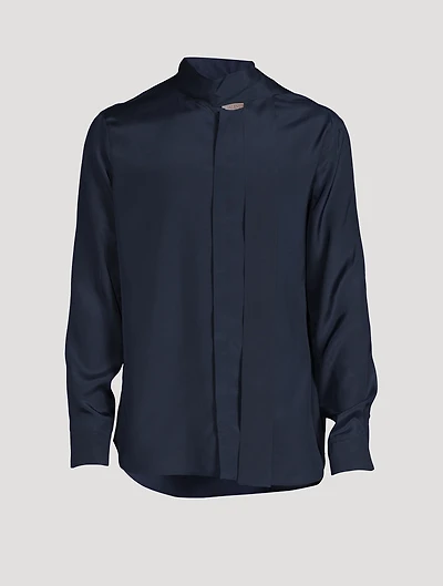 Silk Tie-Neck Shirt