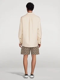 Wool Gabardine Shirt Jacket With VLOGO Patch