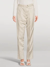 Belted Straight-Leg Wrap Trousers