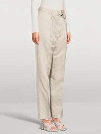 Belted Straight-Leg Wrap Trousers