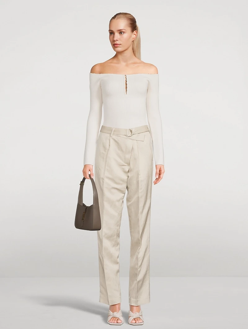 Belted Straight-Leg Wrap Trousers