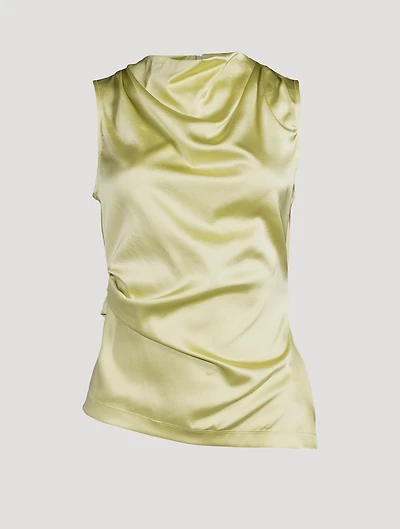 Stretch-Silk Cowlneck Top