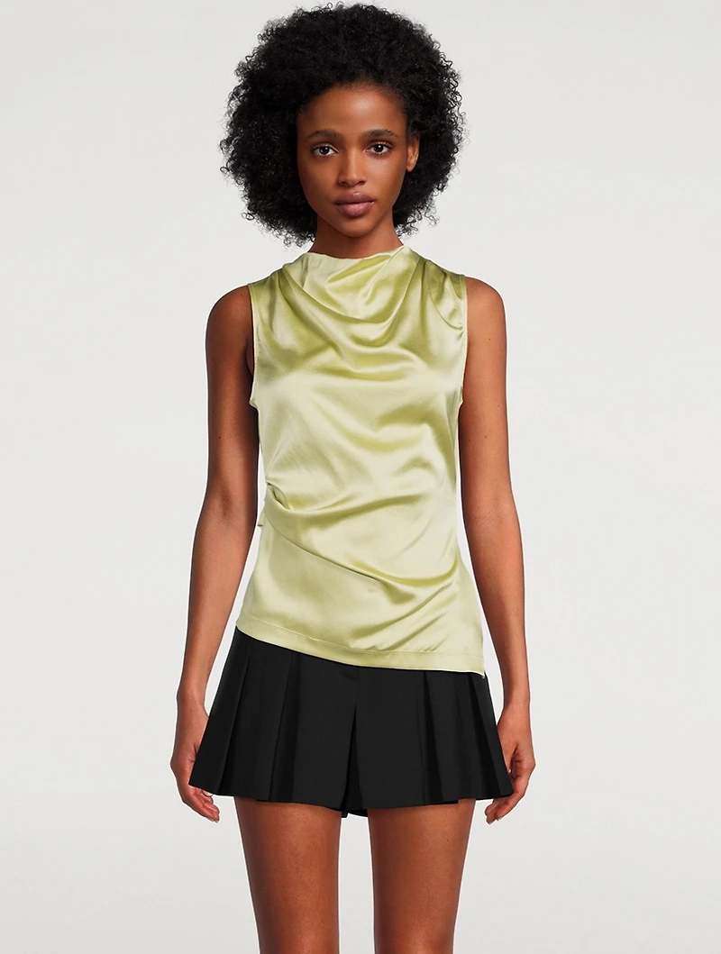 Stretch-Silk Cowlneck Top