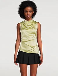 Stretch-Silk Cowlneck Top