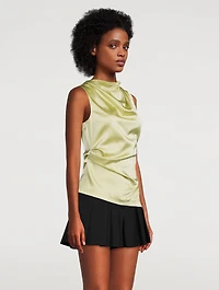 Stretch-Silk Cowlneck Top