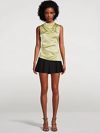Stretch-Silk Cowlneck Top