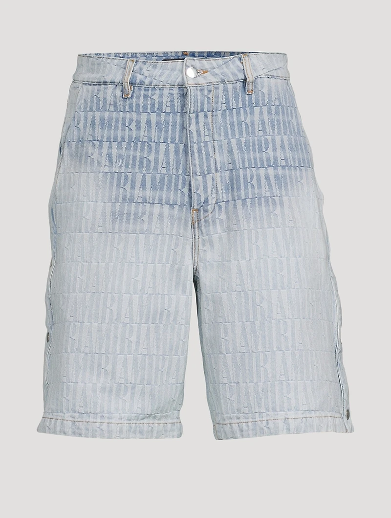 Denim Jacquard Snap Off Shorts
