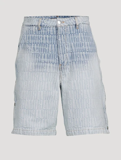Denim Jacquard Snap Off Shorts