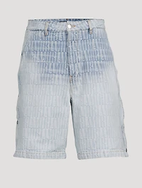 Denim Jacquard Snap Off Shorts