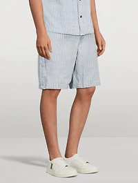 Denim Jacquard Snap Off Shorts