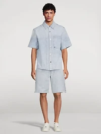 Denim Jacquard Snap Off Shorts