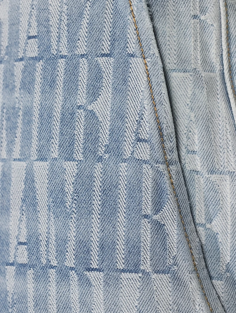 Denim Jacquard Snap Off Shorts