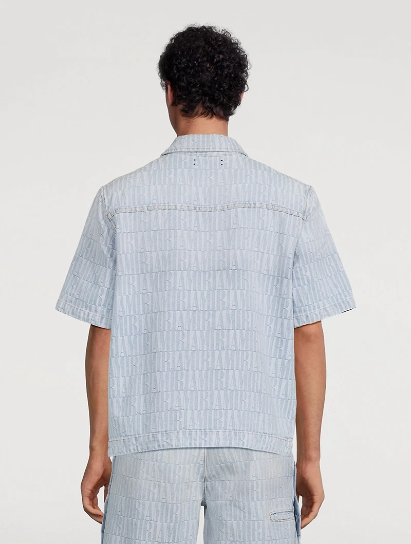 Denim Jacquard Short-Sleeve Shirt