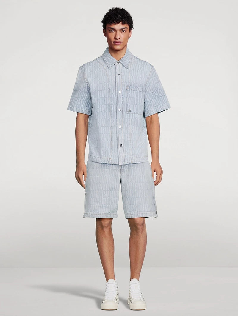 Denim Jacquard Short-Sleeve Shirt