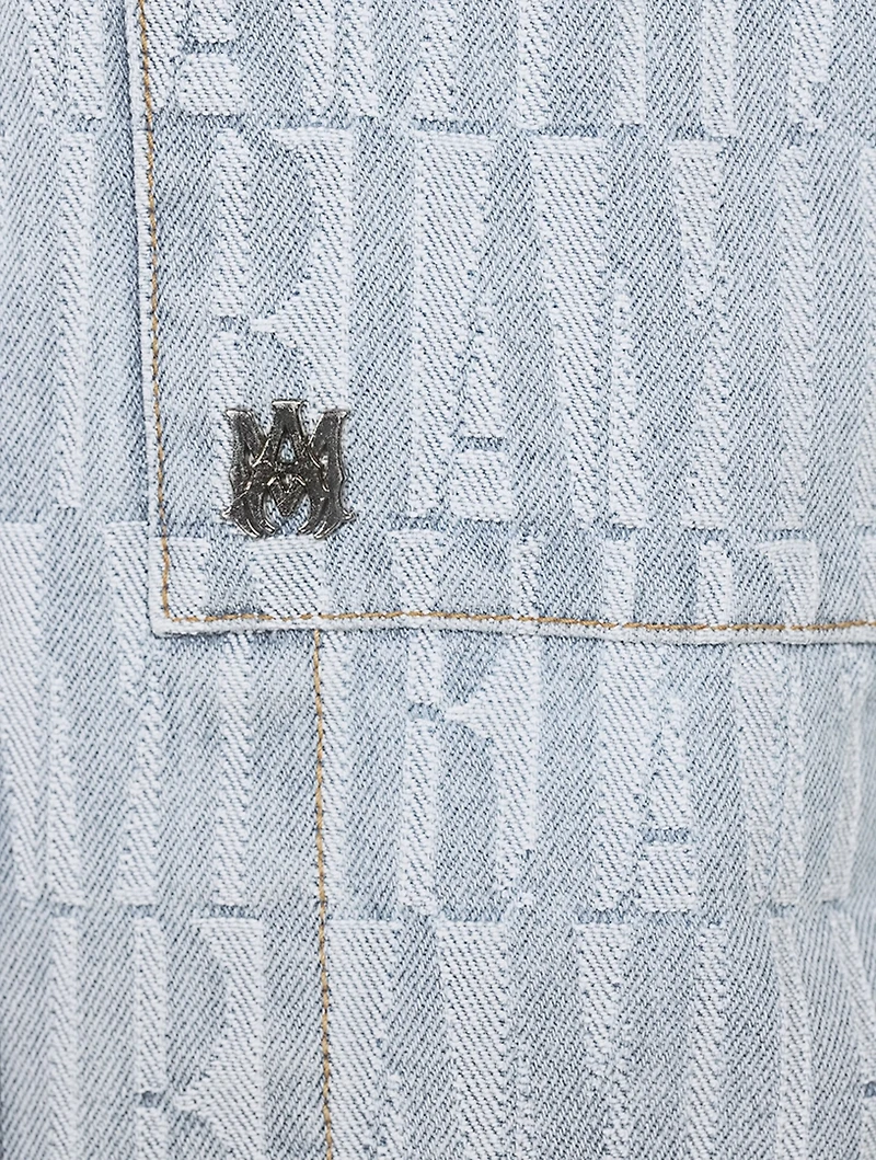 Denim Jacquard Short-Sleeve Shirt