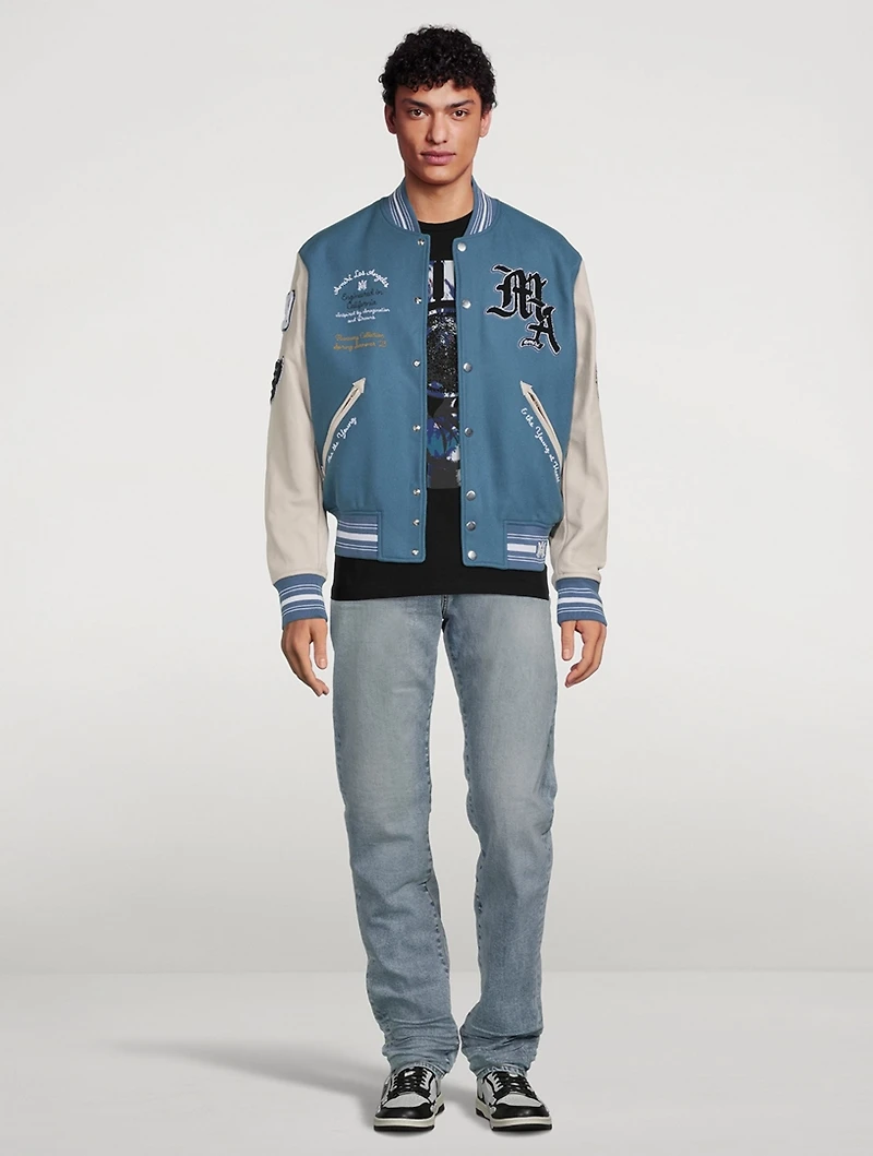 Wool-Blend Oversized Varsity Jacket