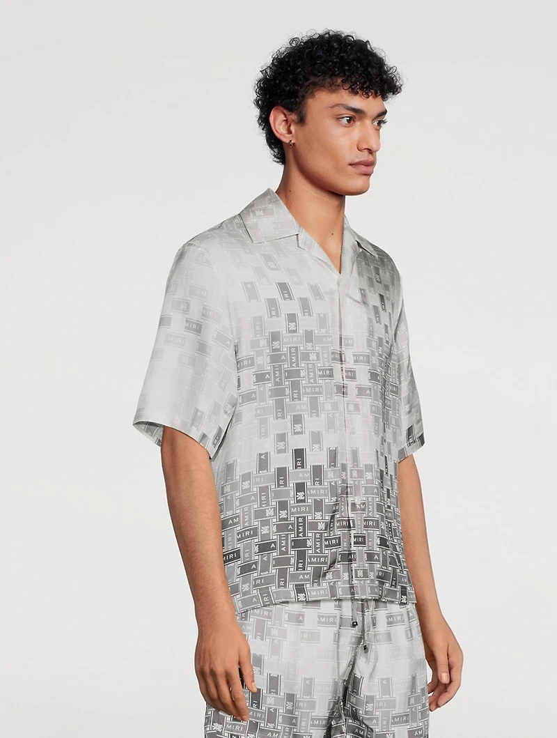 Gradient Tape Silk Bowling Shirt