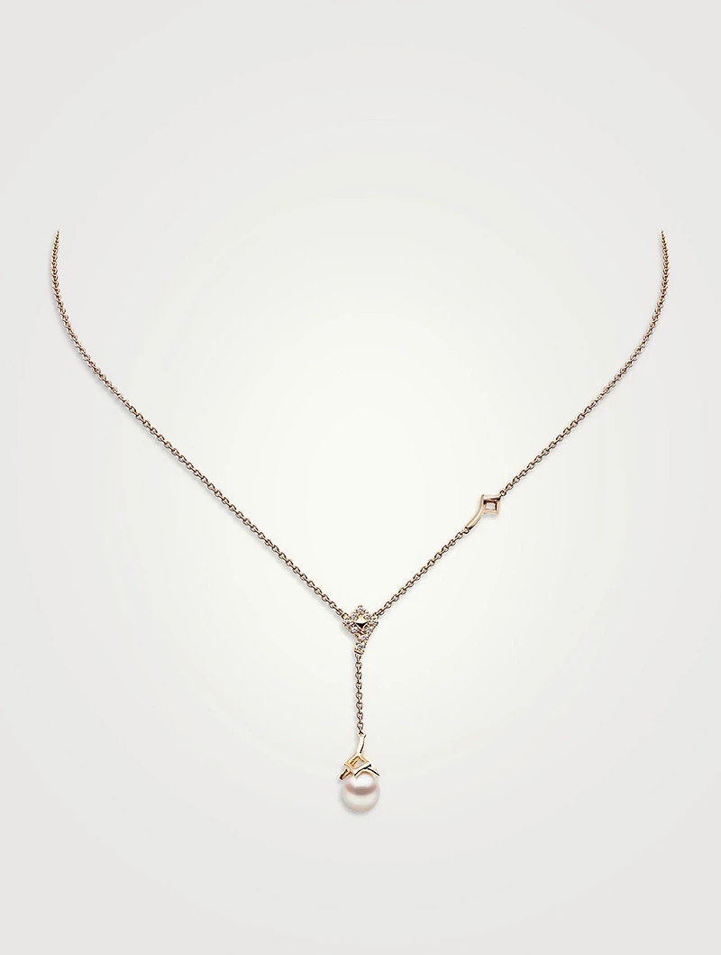 Trend 18K White Gold Freshwater Pearl And Diamond Necklace