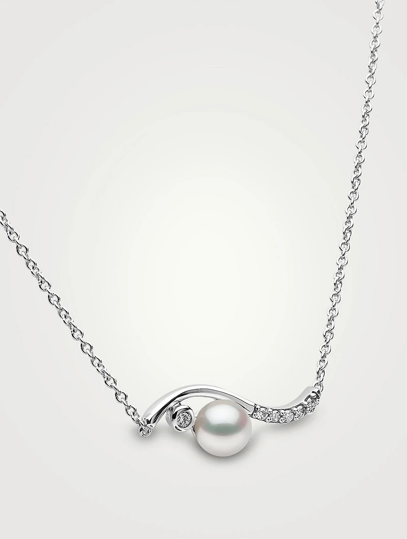 Trend 18K Gold Freshwater Pearl And Diamond Necklace