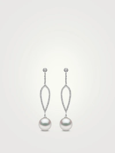 Trend 18K Gold Freshwater Pearl And Diamond Earrings