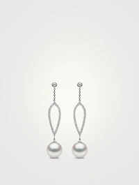 Trend 18K Gold Freshwater Pearl And Diamond Earrings