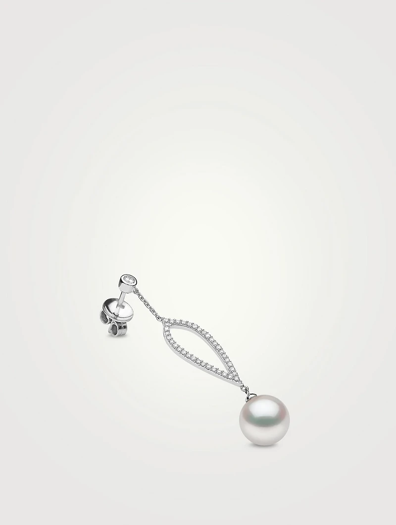 Trend 18K Gold Freshwater Pearl And Diamond Earrings