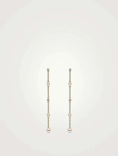 Trend 18K Gold Freshwater Pearl And Diamond Earrings