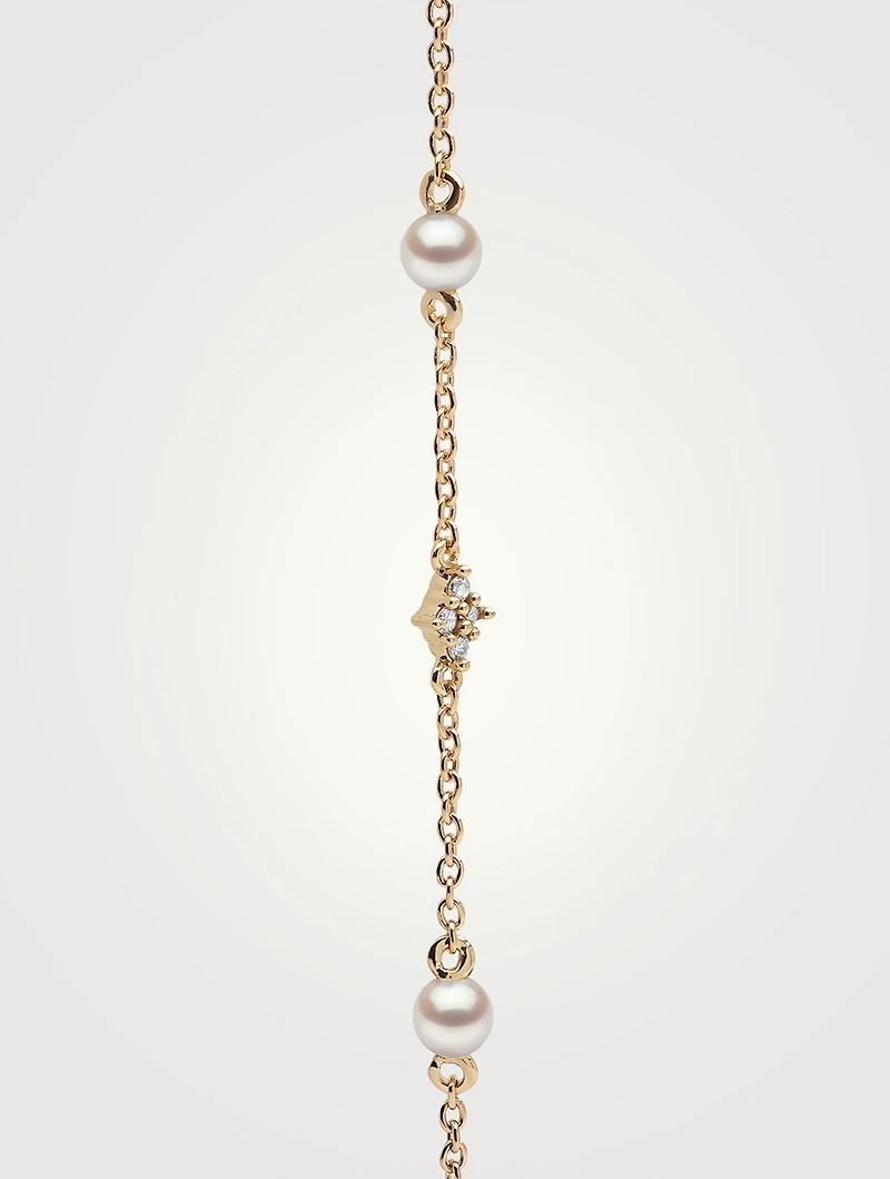 Trend 18K Gold Freshwater Pearl And Diamond Earrings