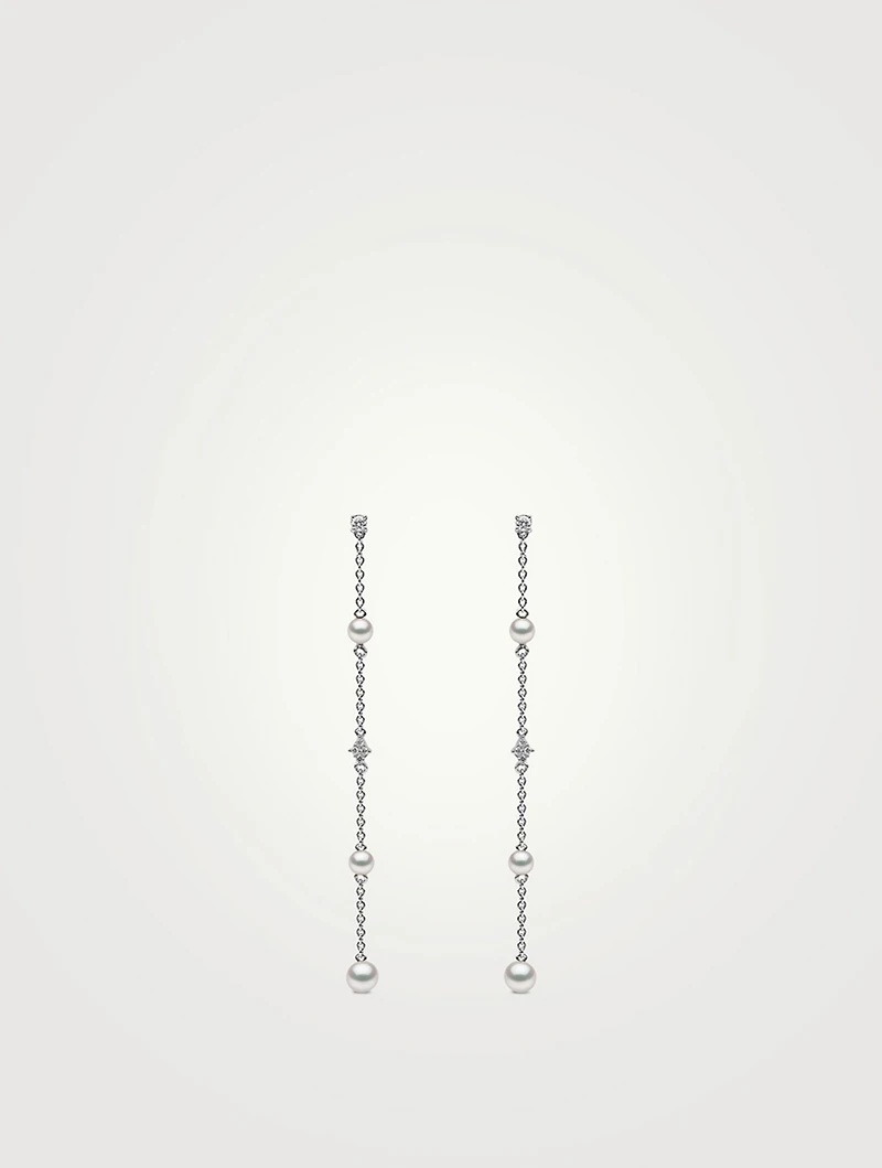 Trend 18K Gold Freshwater Pearl And Diamond Earrings