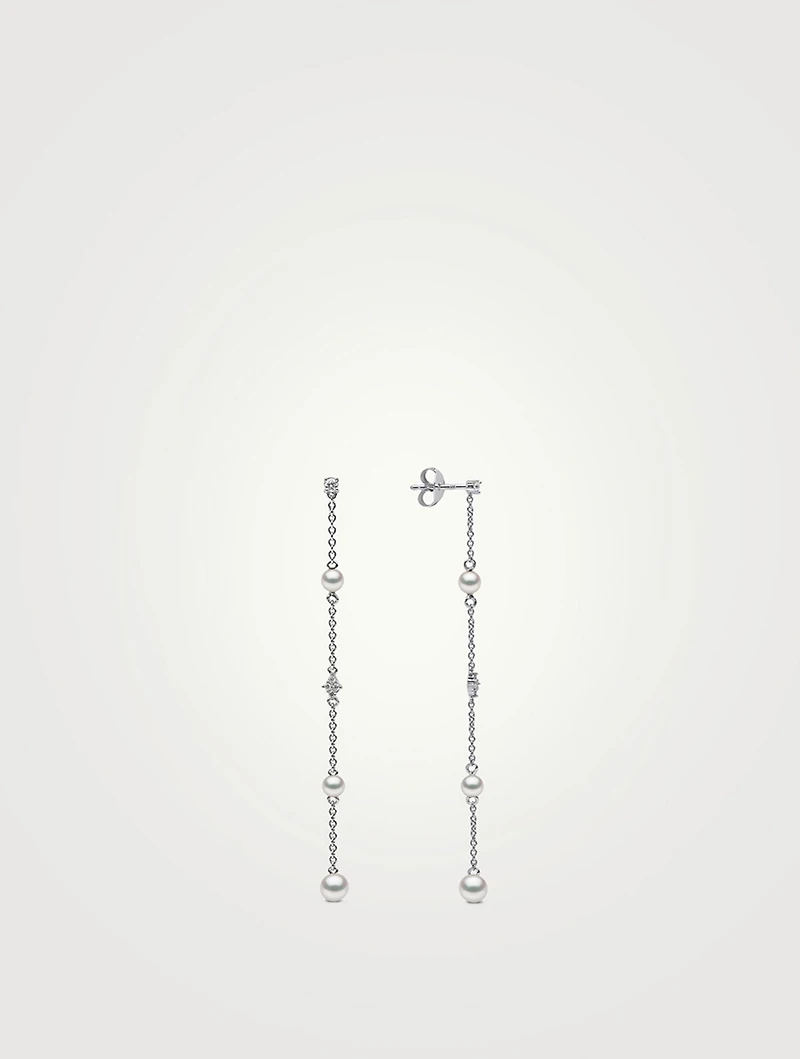 Trend 18K Gold Freshwater Pearl And Diamond Earrings